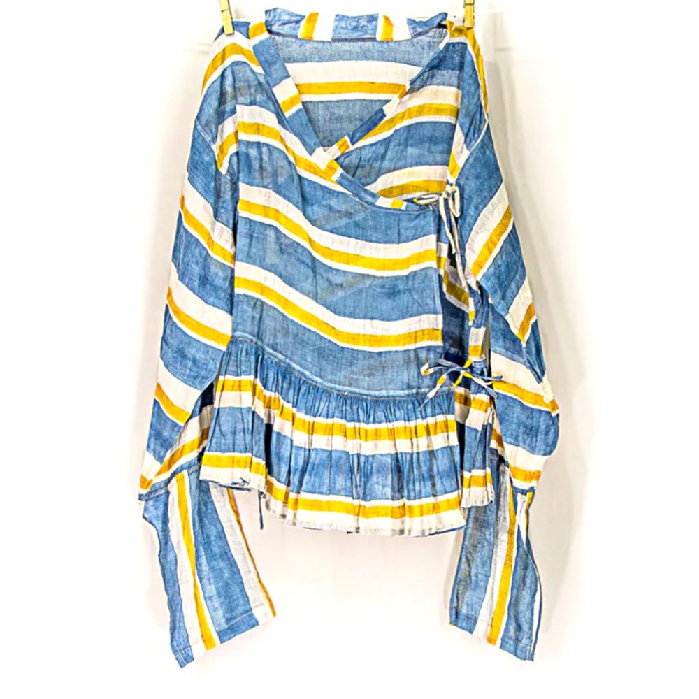 Injiri Guler 04 Blue/Yellow Striped Top/Blouse/Shirt